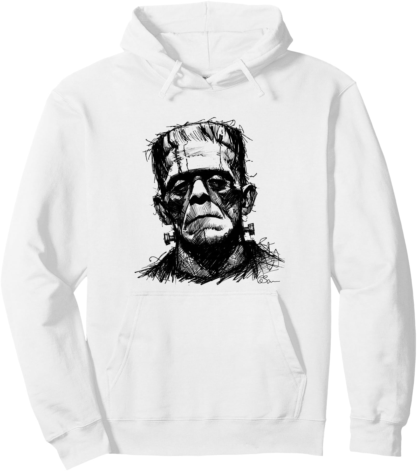 Frankenstein's Monster Portrait Sketch. Goth Horror Art Pullover Hoodie