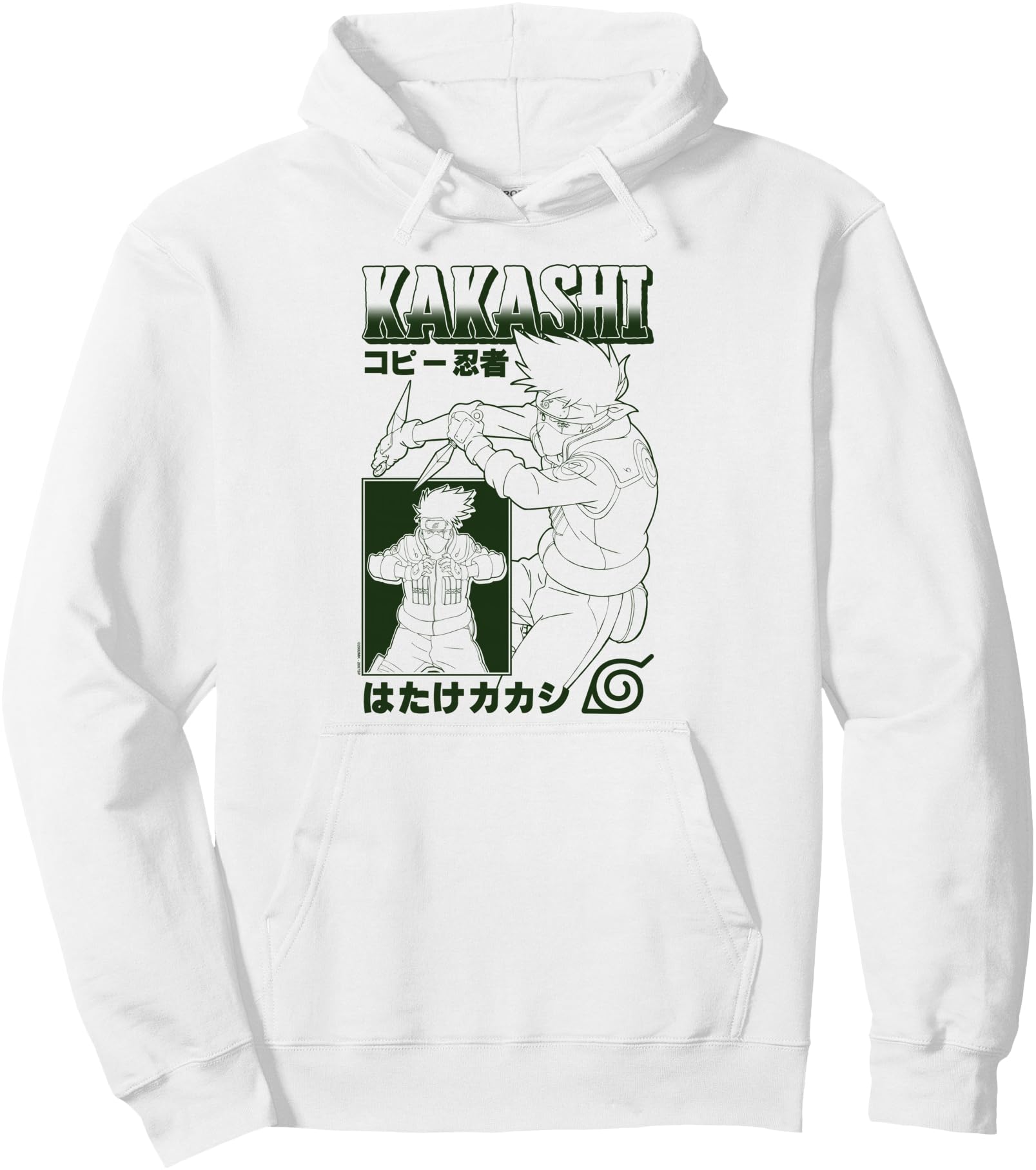Naruto Shippuden Kakashi Green Character Outline Anime Pullover Hoodie