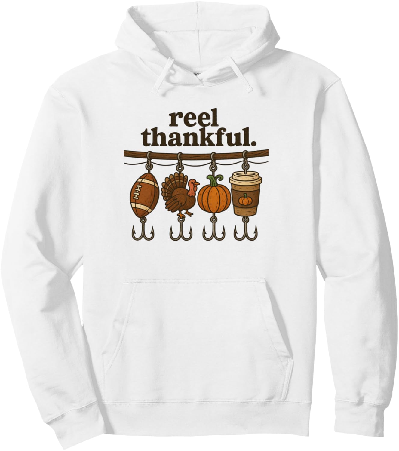 Funny Thanksgiving Fishing Turkey Pumpkin Spice Fall Coffee Pullover Hoodie