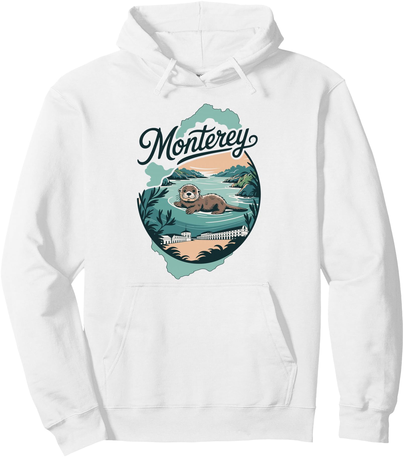 Monterey sea otter ocean view coast retro Pullover Hoodie