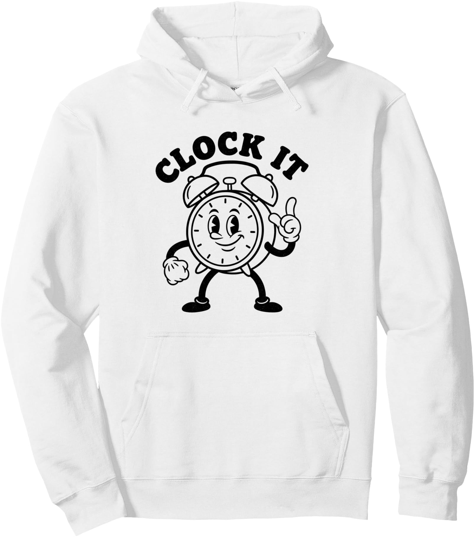 Retro Cartoon Clock Apparel for Vintage Animation Fans Pullover Hoodie