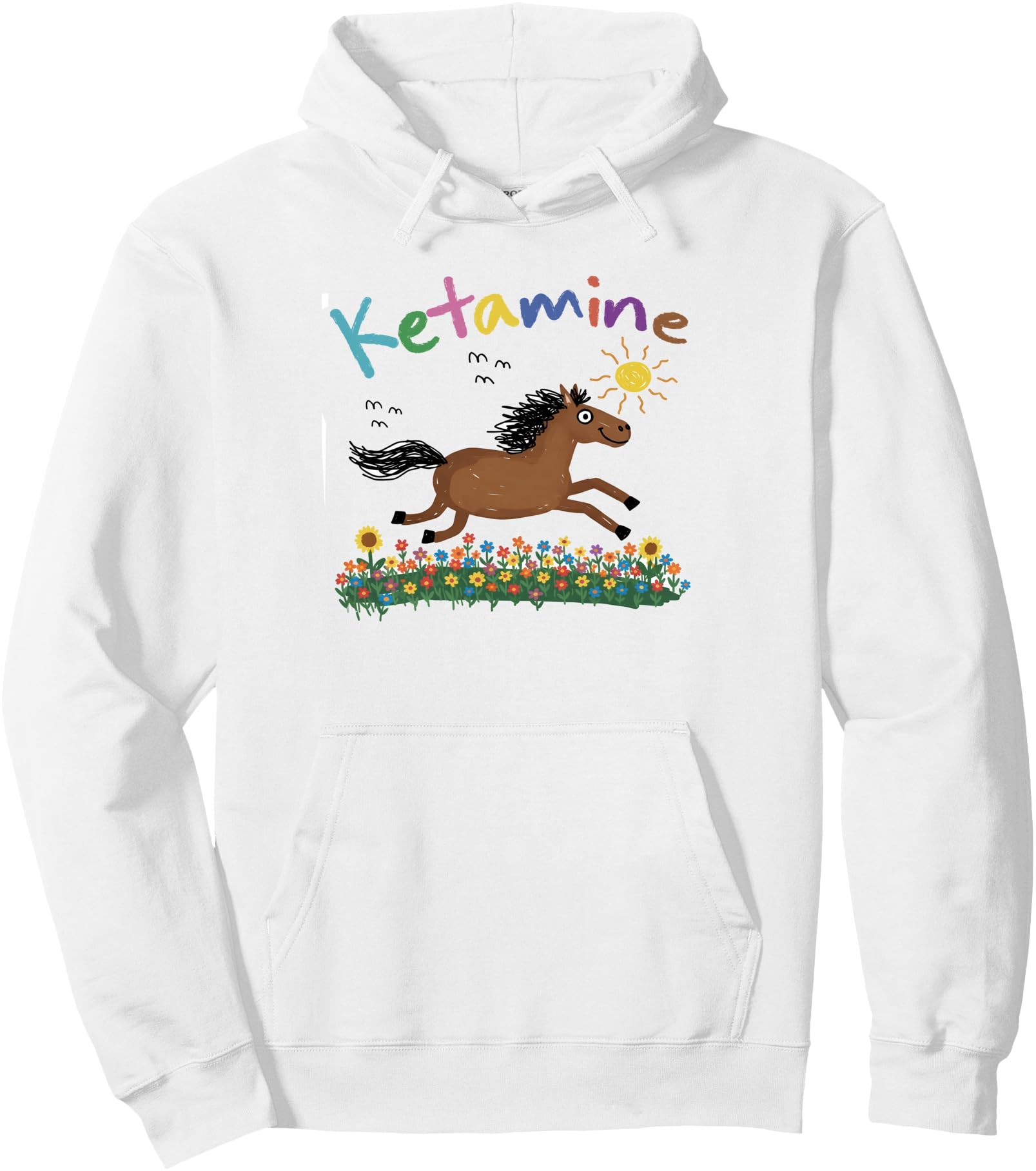 Horse Hand Drawing Meme Funny Humor Sarcasm BFF Ketamine Pullover Hoodie
