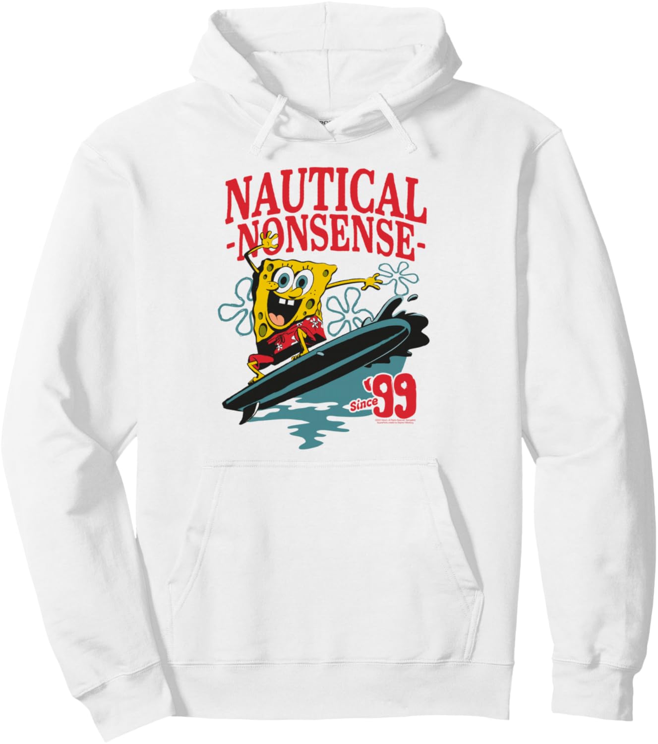 SpongeBob SquarePants Nautical Nonsense Surfing Cartoon Pullover Hoodie