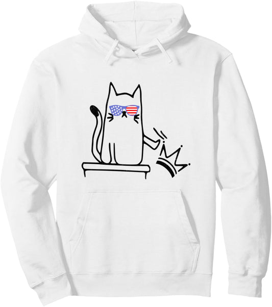 Cat No Kings in America Funny Political Cat Lady Pullover Hoodie