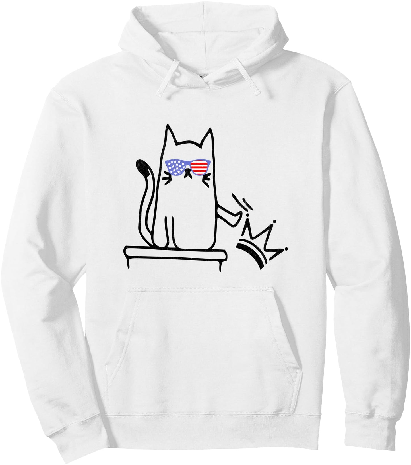 Cat No Kings in America Funny Political Cat Lady Pullover Hoodie