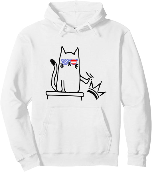 Cat No Kings in America Funny Political Cat Lady Pullover Hoodie