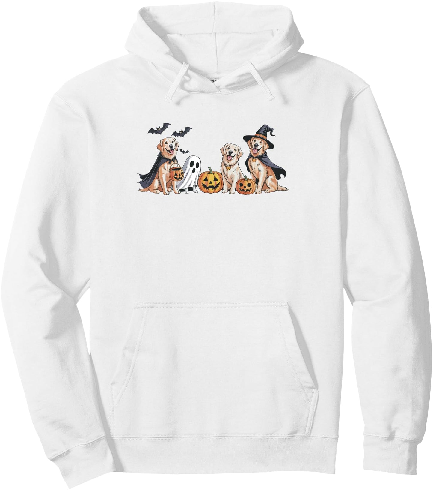 Retro Golden Retriever Dogs Ghost Boo Witch Funny Halloween Pullover Hoodie