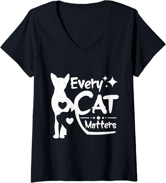 Cat rescue Every cat matters V-Neck T-Shirt