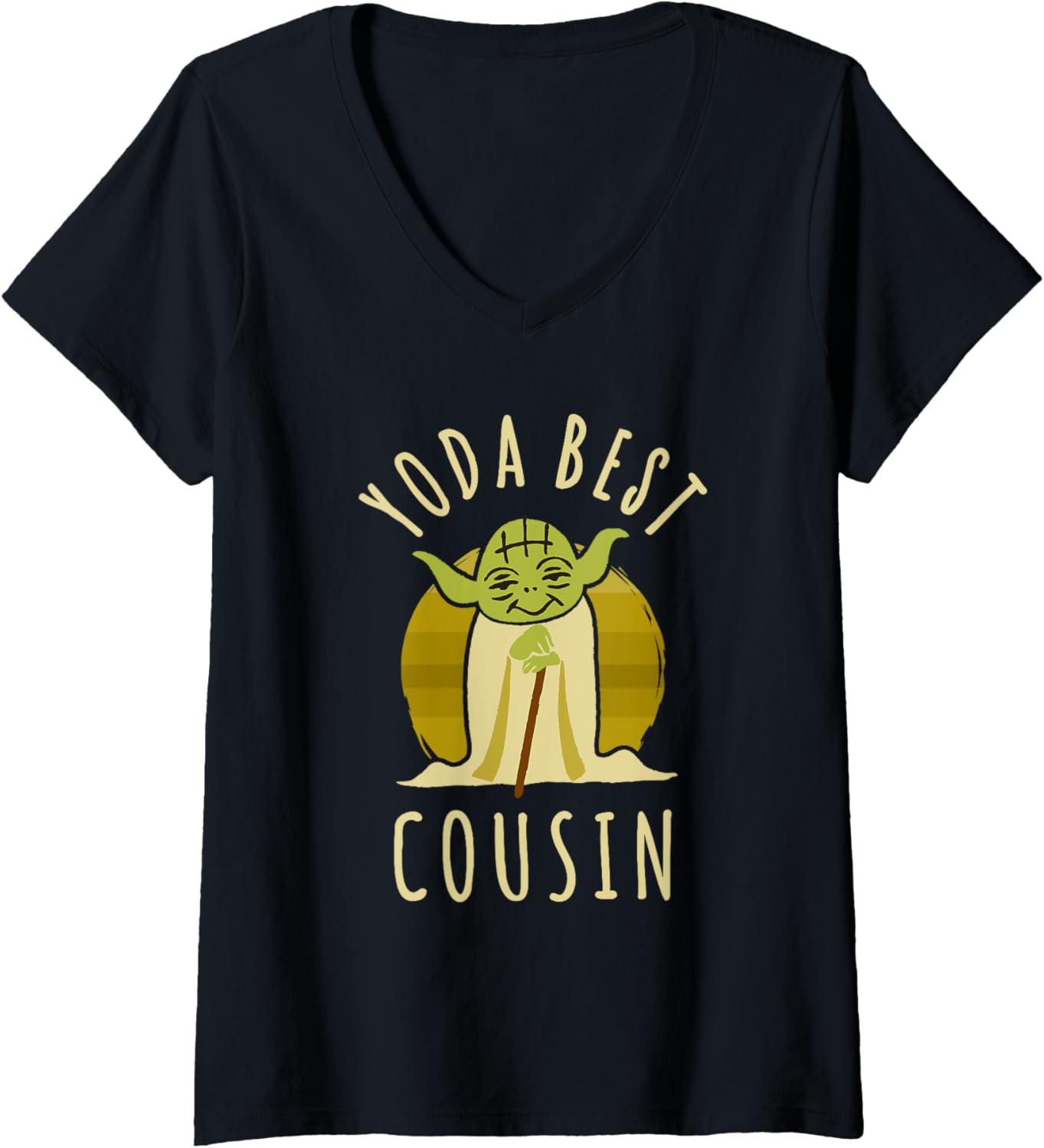 Star Wars Classic Yoda Best Cousin Jedi Vintage Chibi Yoda V-Neck