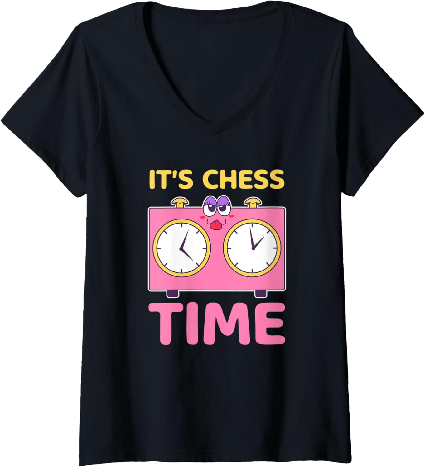 Womens It's Chess Time Chibi Drawing V-Neck