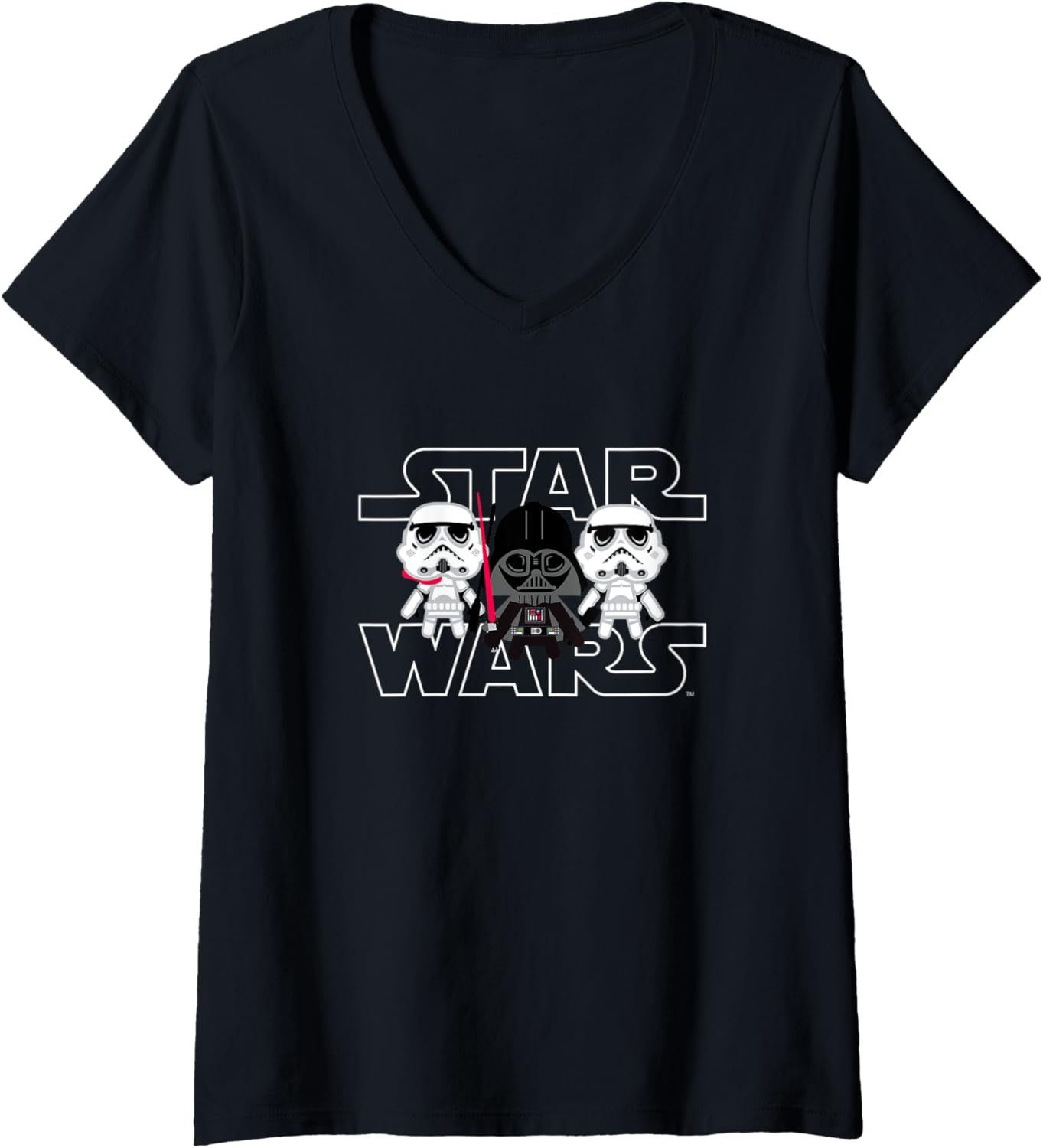 Star Wars Classic Darth Vader & Stormtrooper Cute Chibi Logo V-Neck
