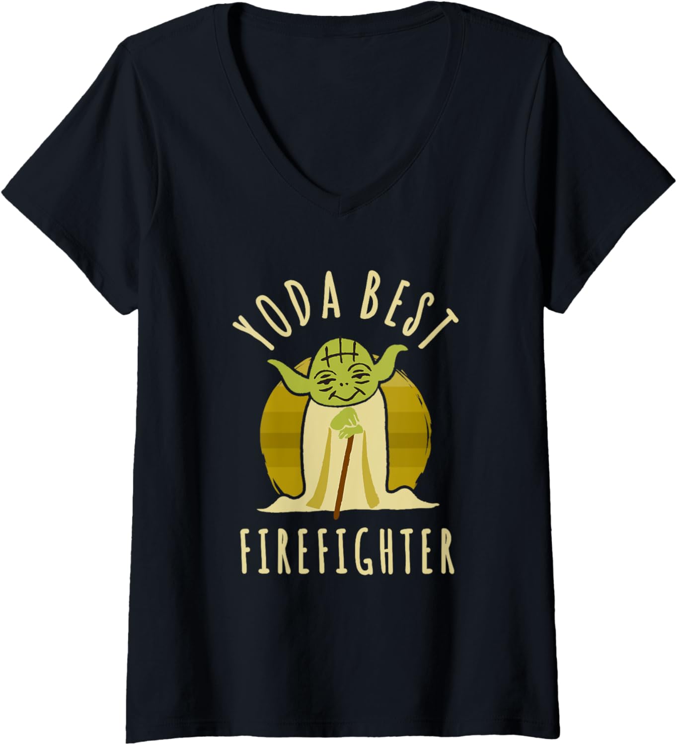 Star Wars Classic Yoda Best Firefighter Vintage Chibi Yoda V-Neck