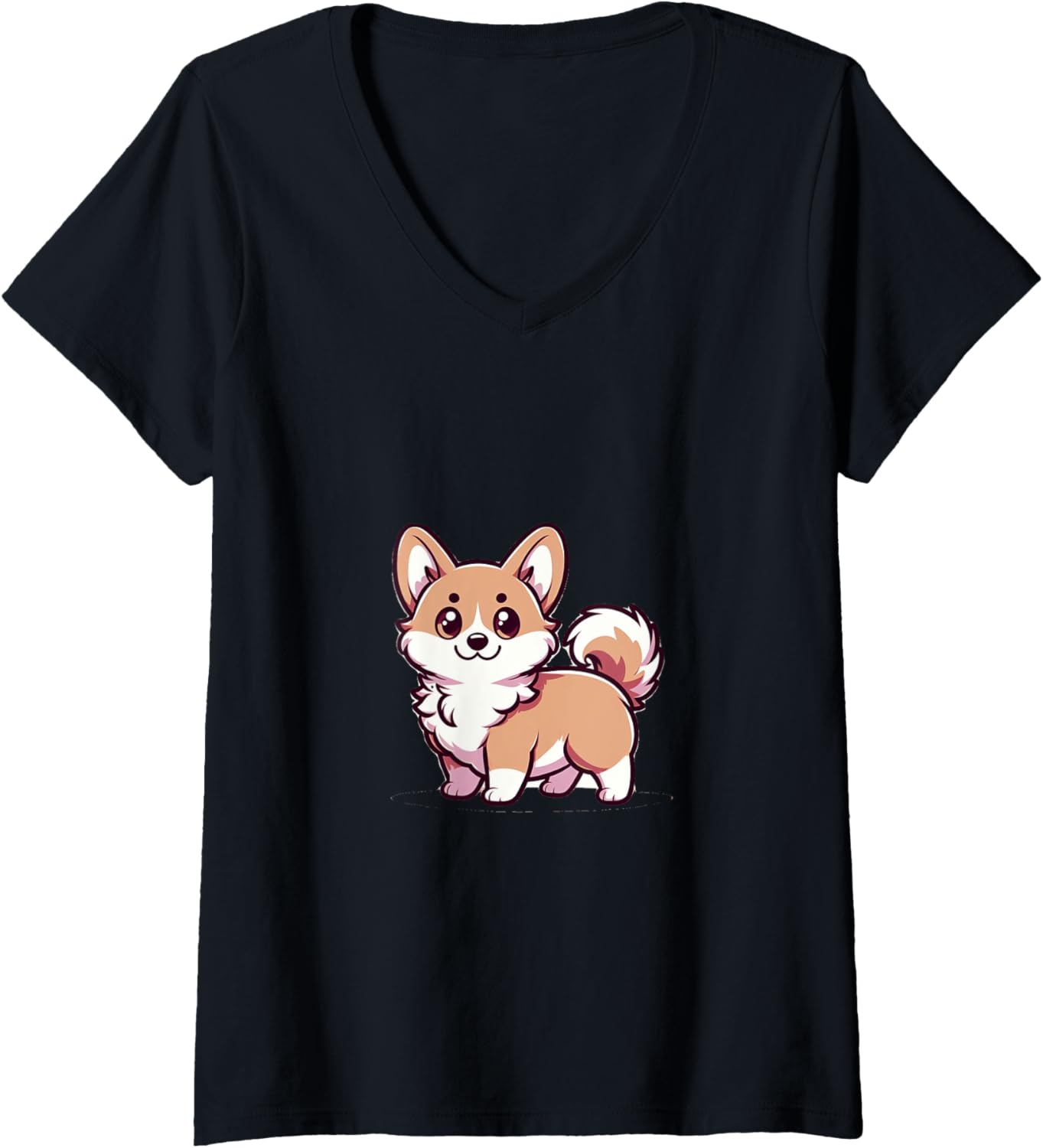 Cute Chibi Dog Corgi V-Neck