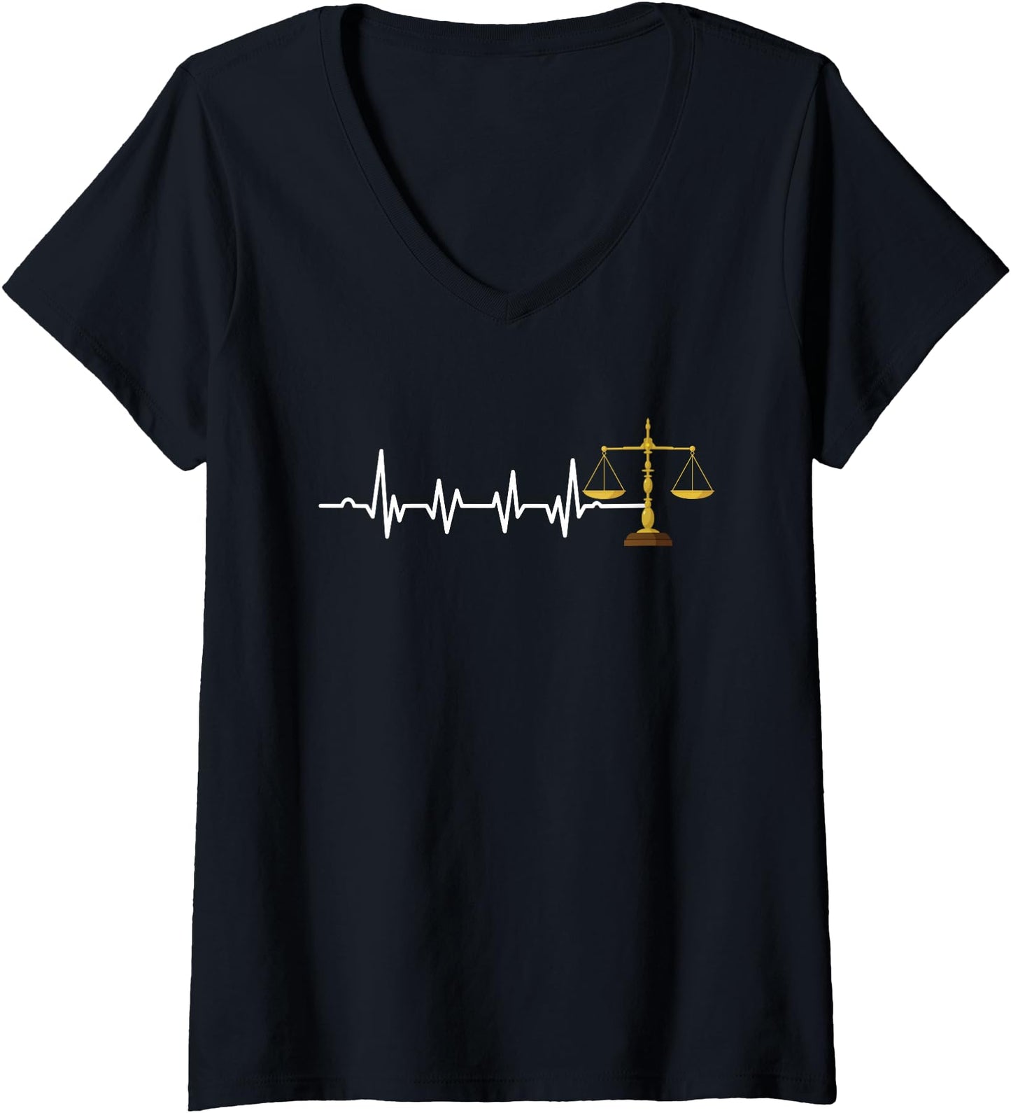 Womens Heartbeat Scales Of Justice Lawyer Court Law Student V-Neck