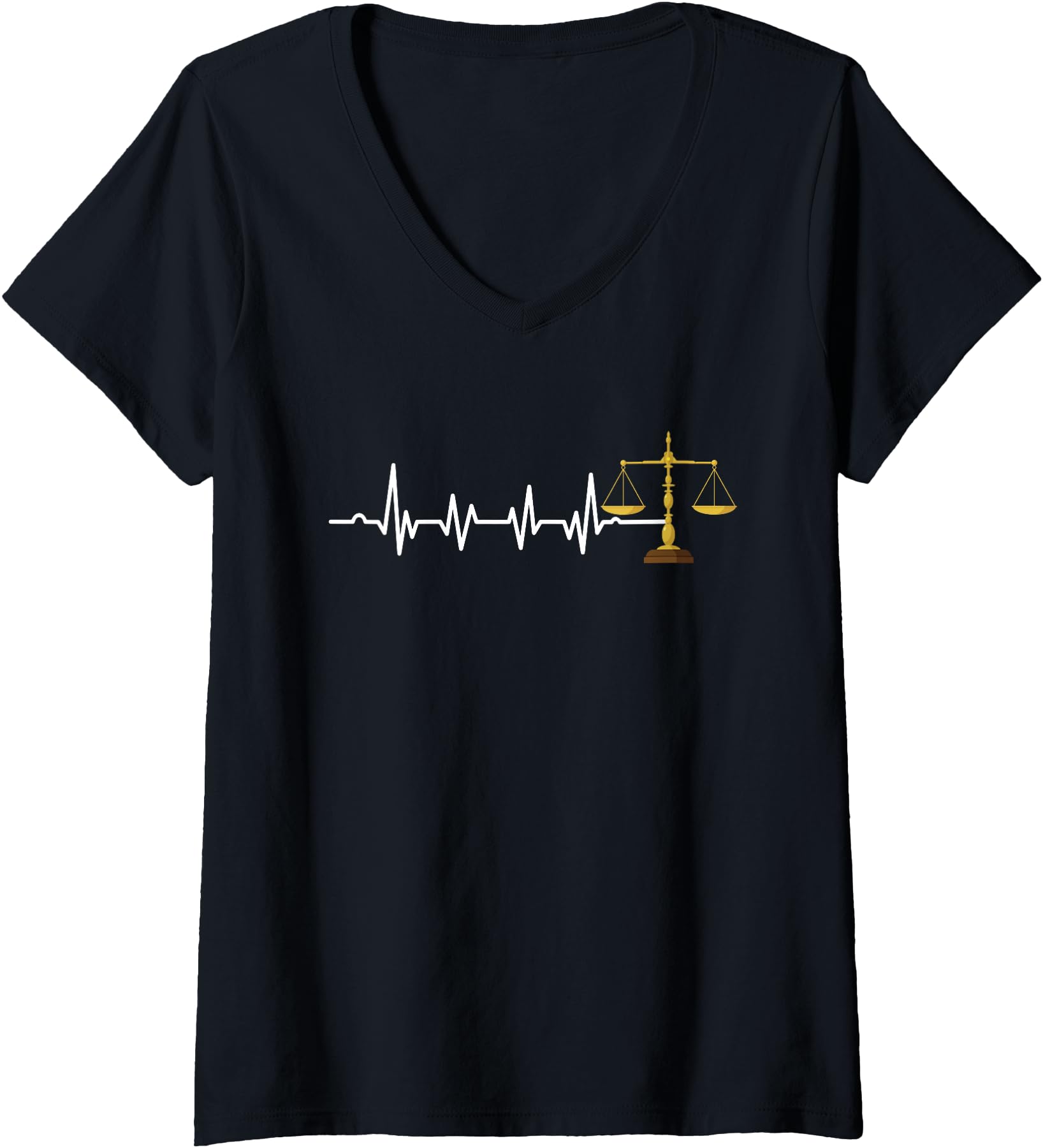 Womens Heartbeat Scales Of Justice Lawyer Court Law Student V-Neck