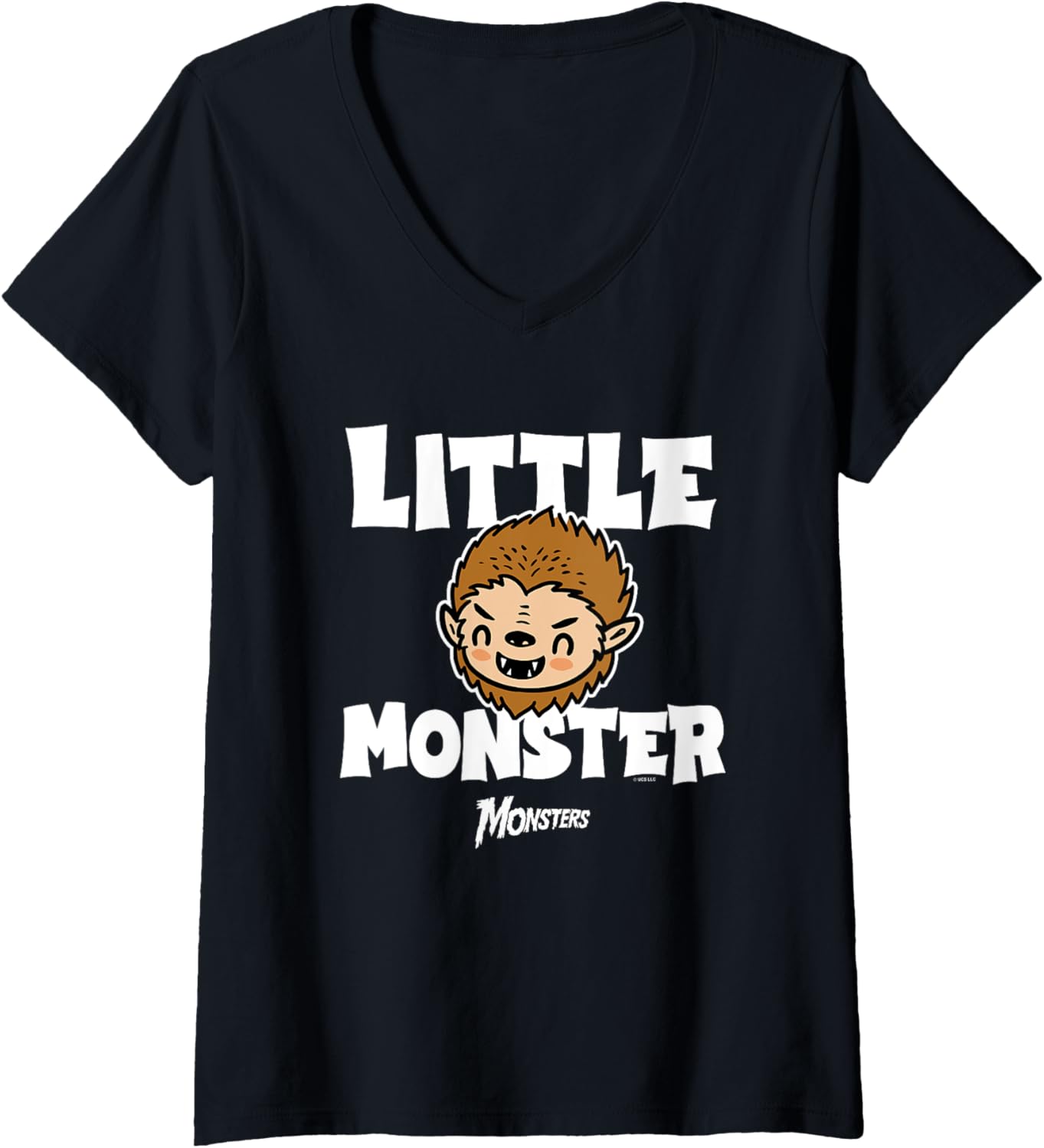 Womens Universal Monsters Little Monster Chibi Wolfman Logo V2 V-Neck