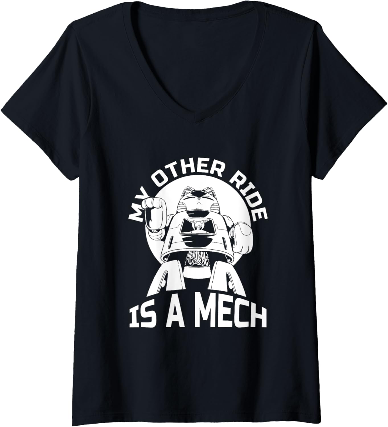 Womens Mecha Anime Otaku Japan Cosplay Japanese Kawaii Manga Chibi V-Neck