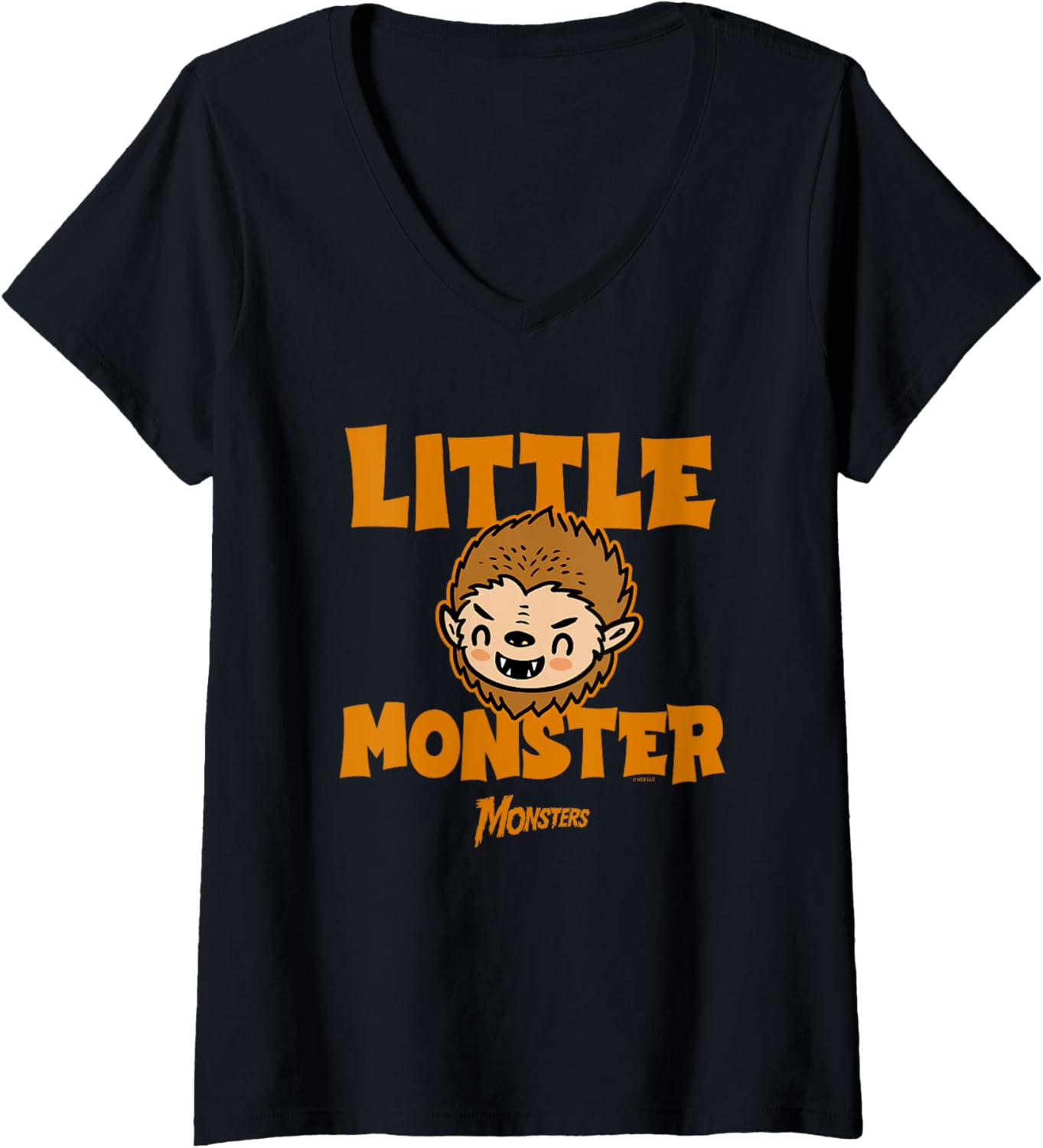 Womens Universal Monsters Little Monster Chibi Wolfman Logo V-Neck