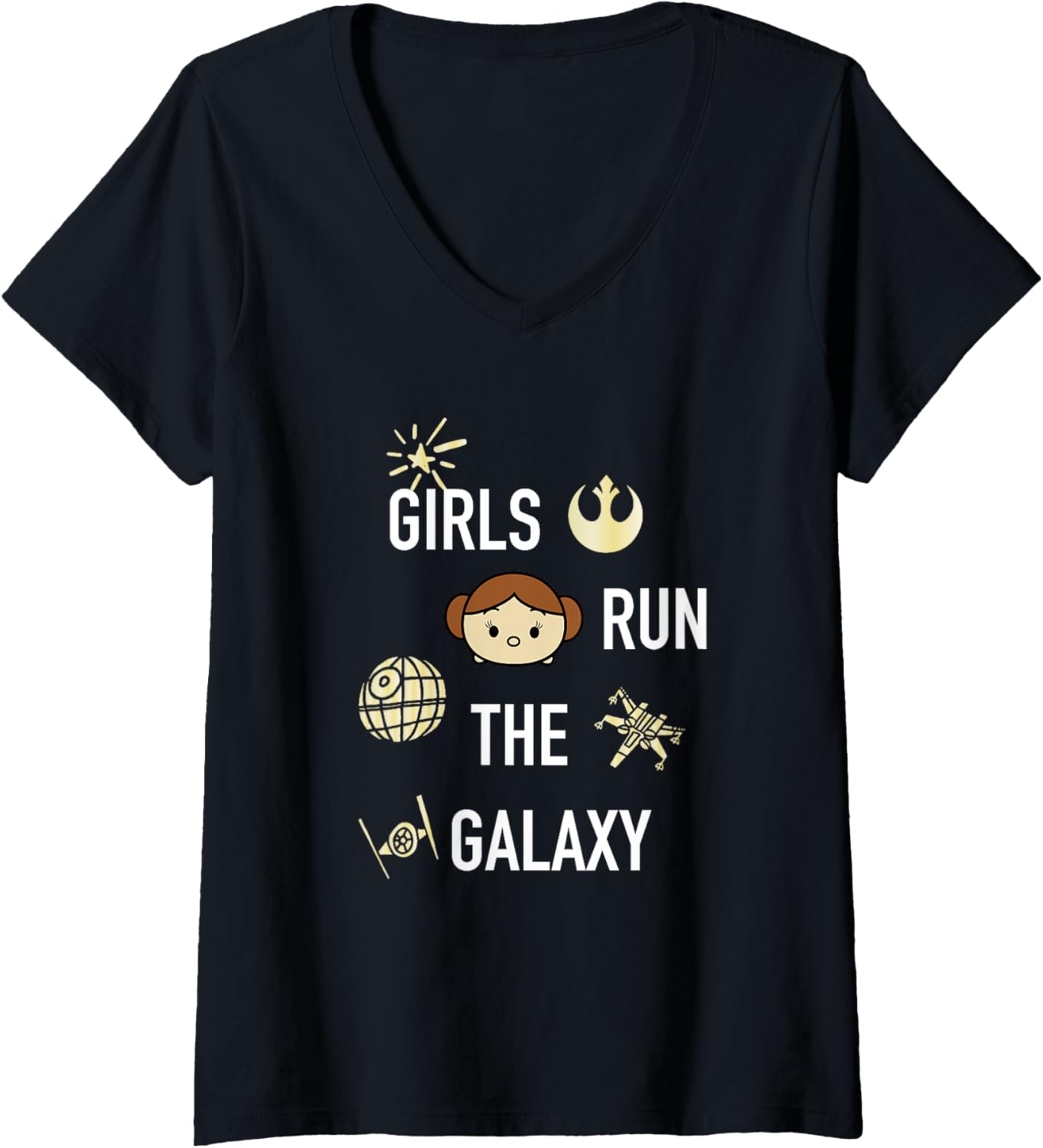 Star Wars Classic Girls Run The Galaxy Chibi Princess Leia V-Neck