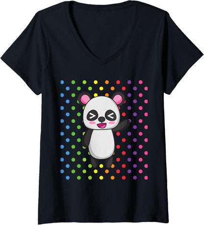 Womens CUTE PANDA Gifts, Kawaii Panda Stuff For Girls, Chibi Panda V-Neck