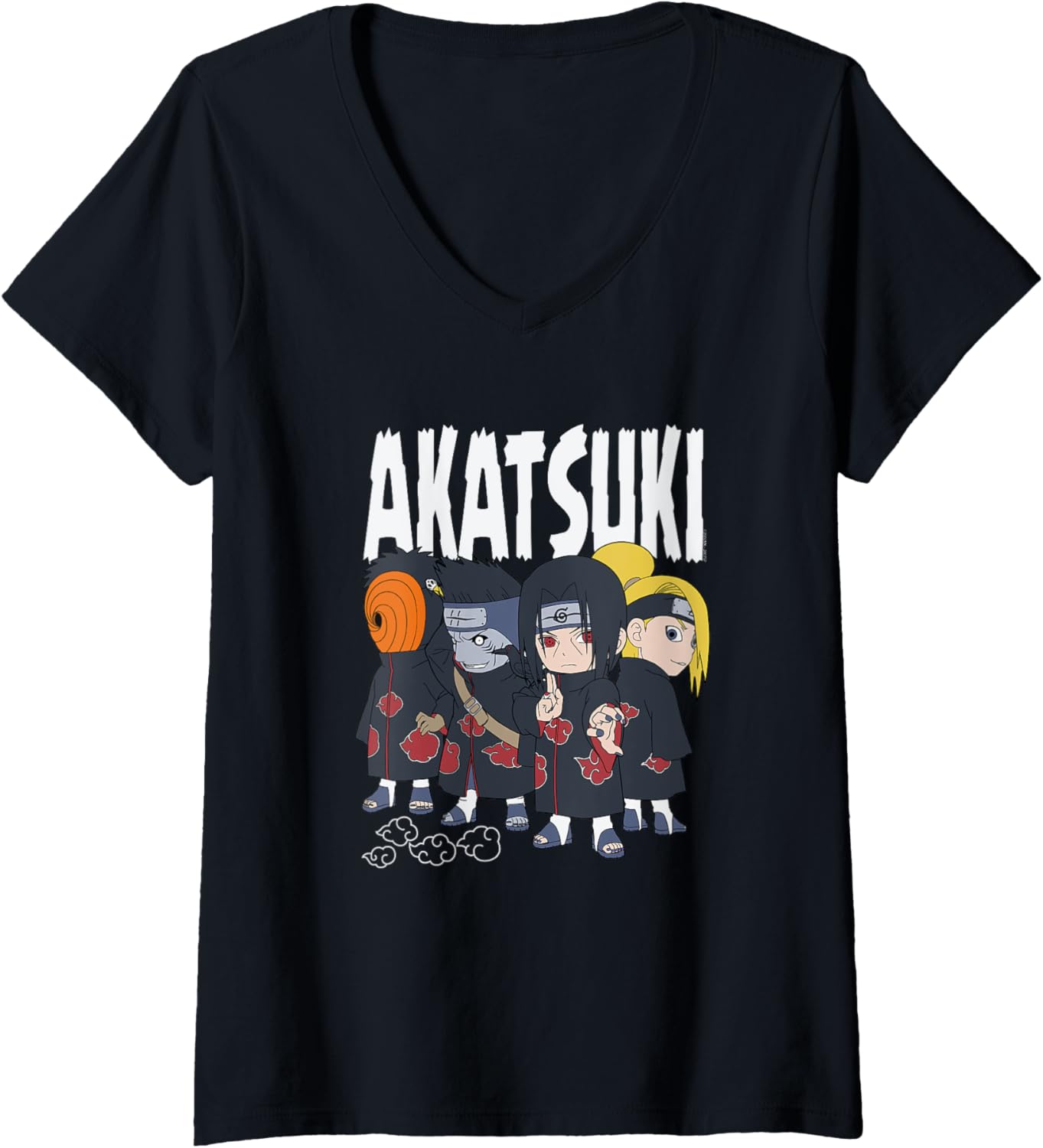 Womens Naruto Shippuden Chibi Akatsuki Pose Anime V-Neck