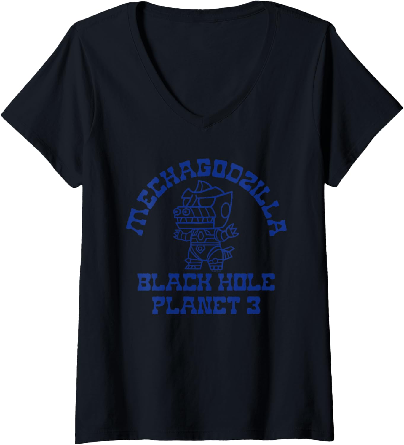 Womens Godzilla Mechagodzilla Chibi Varsity Mascot Style Monster V-Neck