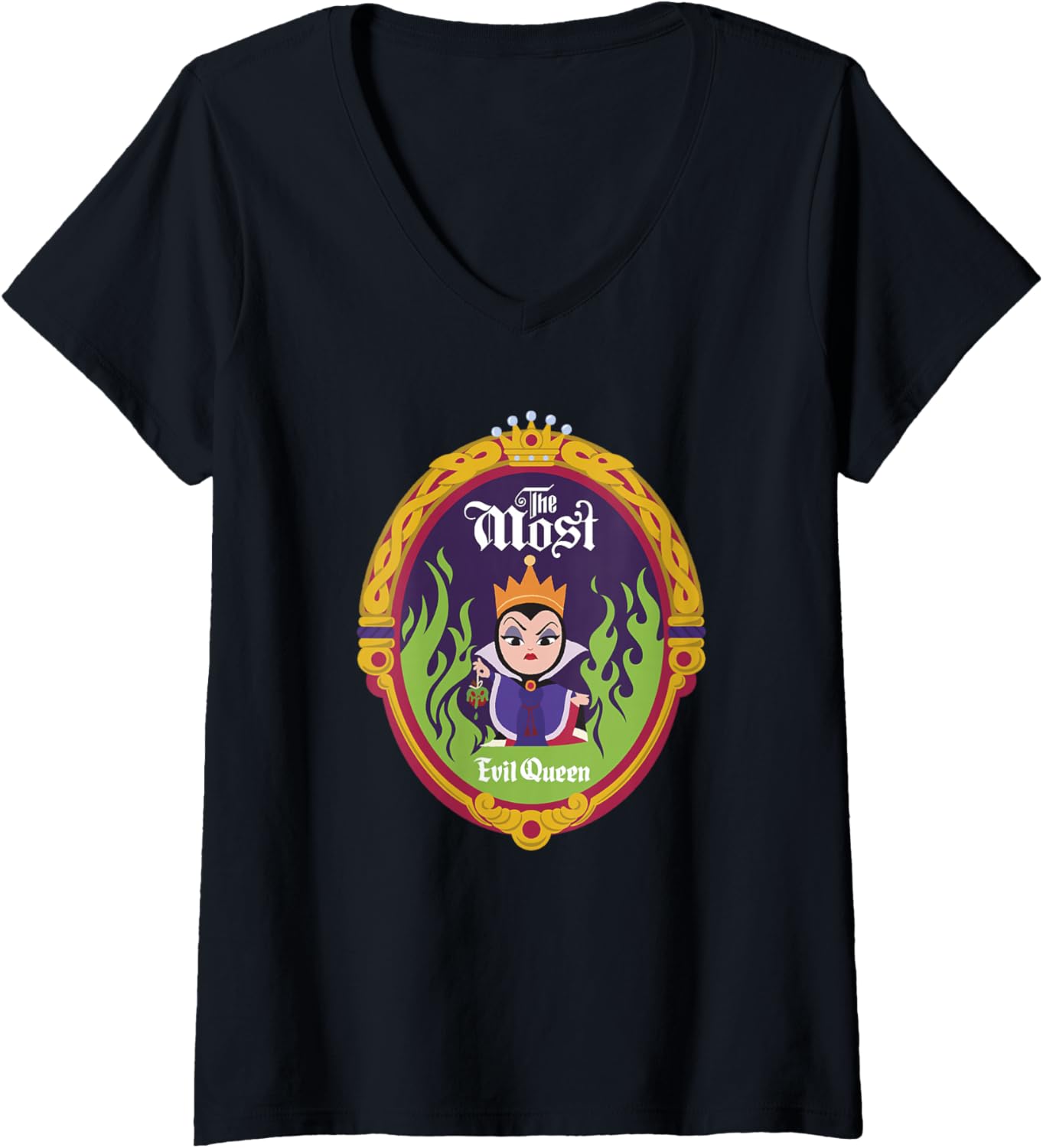 Womens Disney Villains Kawaii The Most Evil Queen Chibi V-Neck