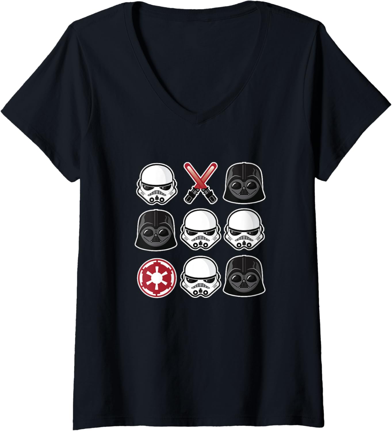 Star Wars Classic Darth Vader & Trooper Chibi Heads Pattern V-Neck