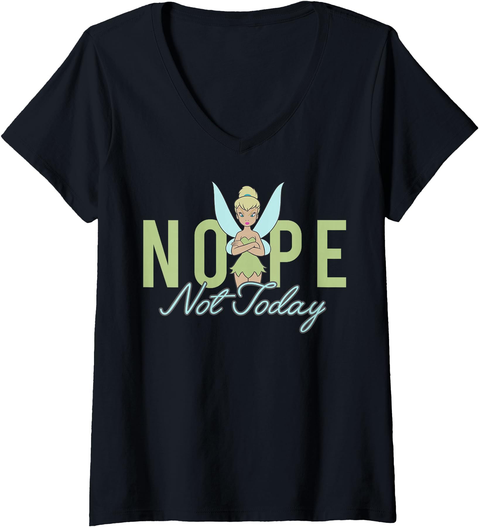 Womens Disney Peter Pan Tinker Bell Nope Not Today V-Neck