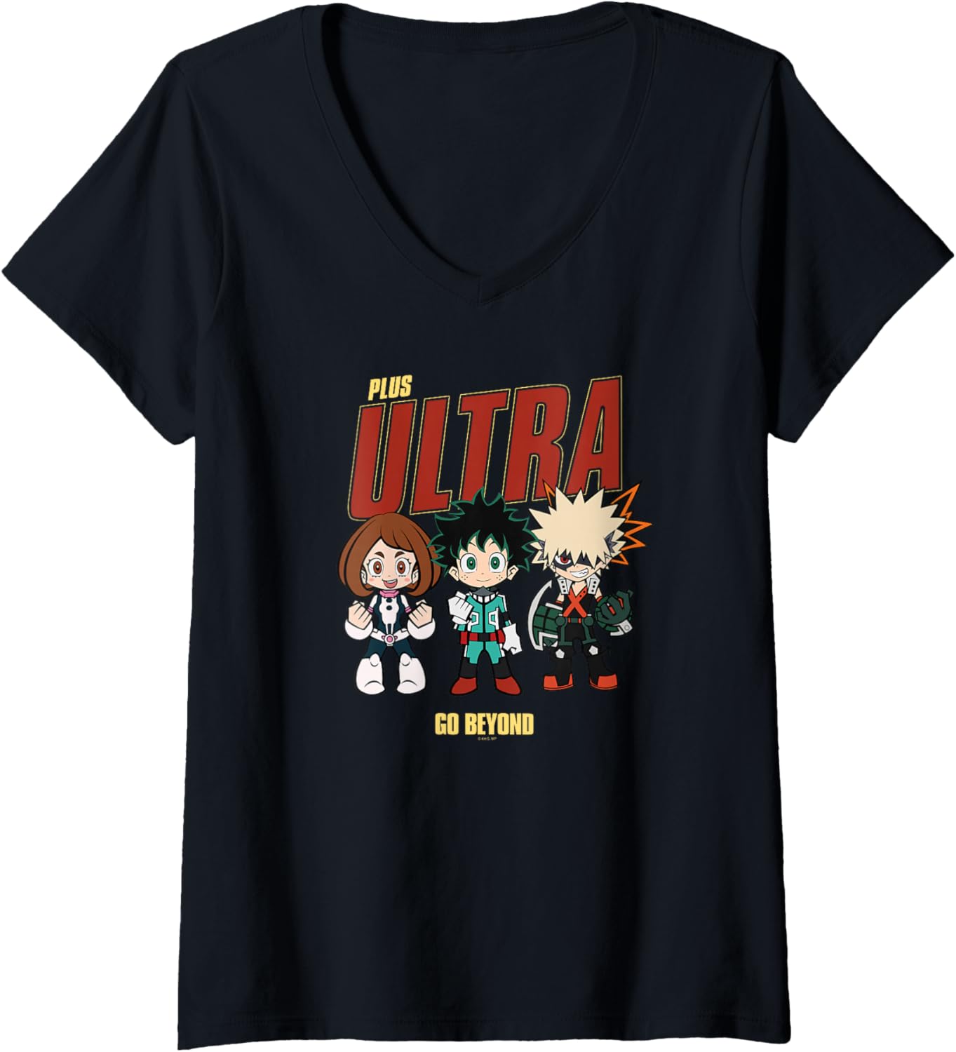 Womens My Hero Academia Go Beyond Chibi Character Collage Anime V-Neck