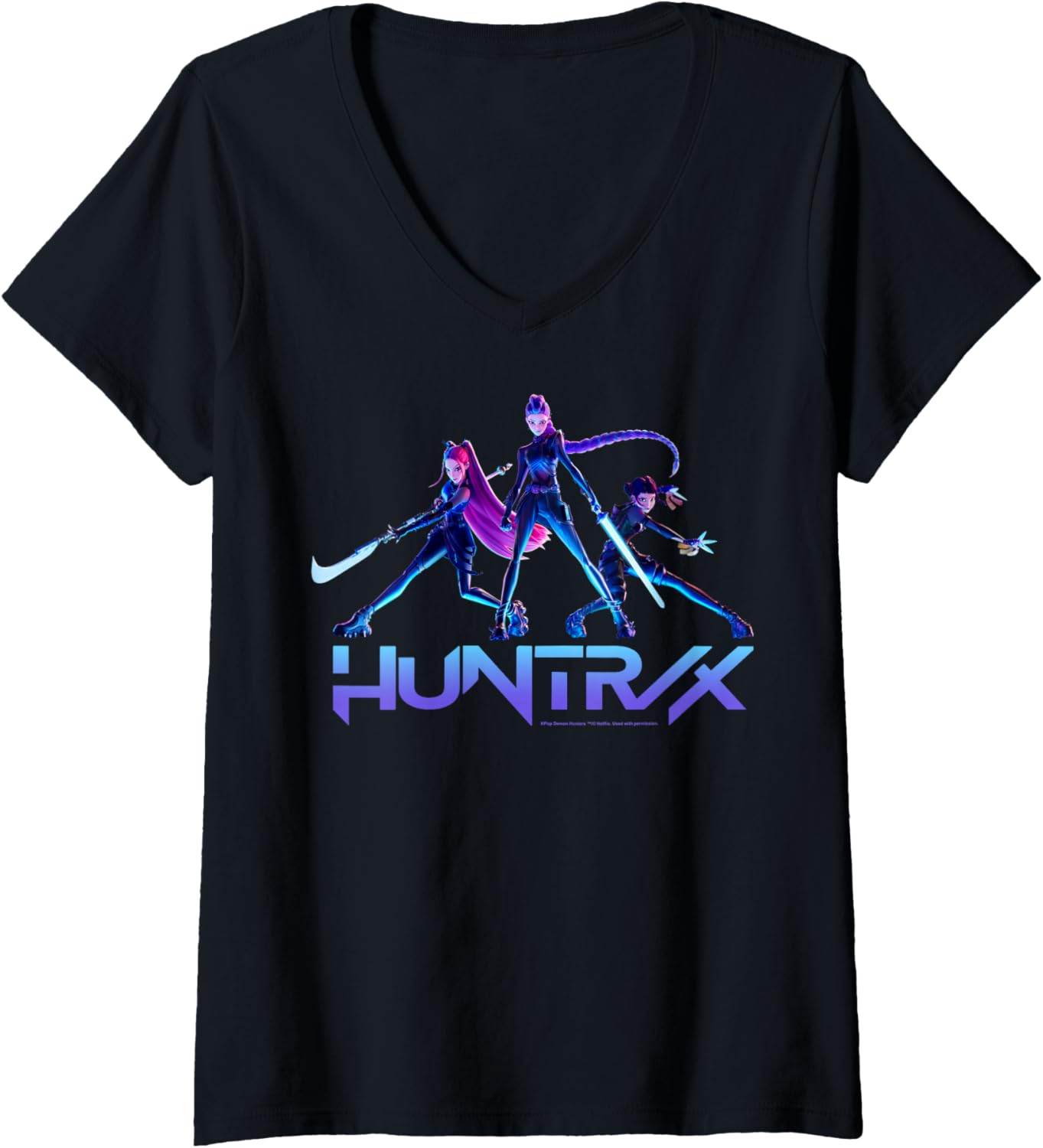 Womens Kpop Demon Hunters Huntrix Ready for Battle Poses V-Neck