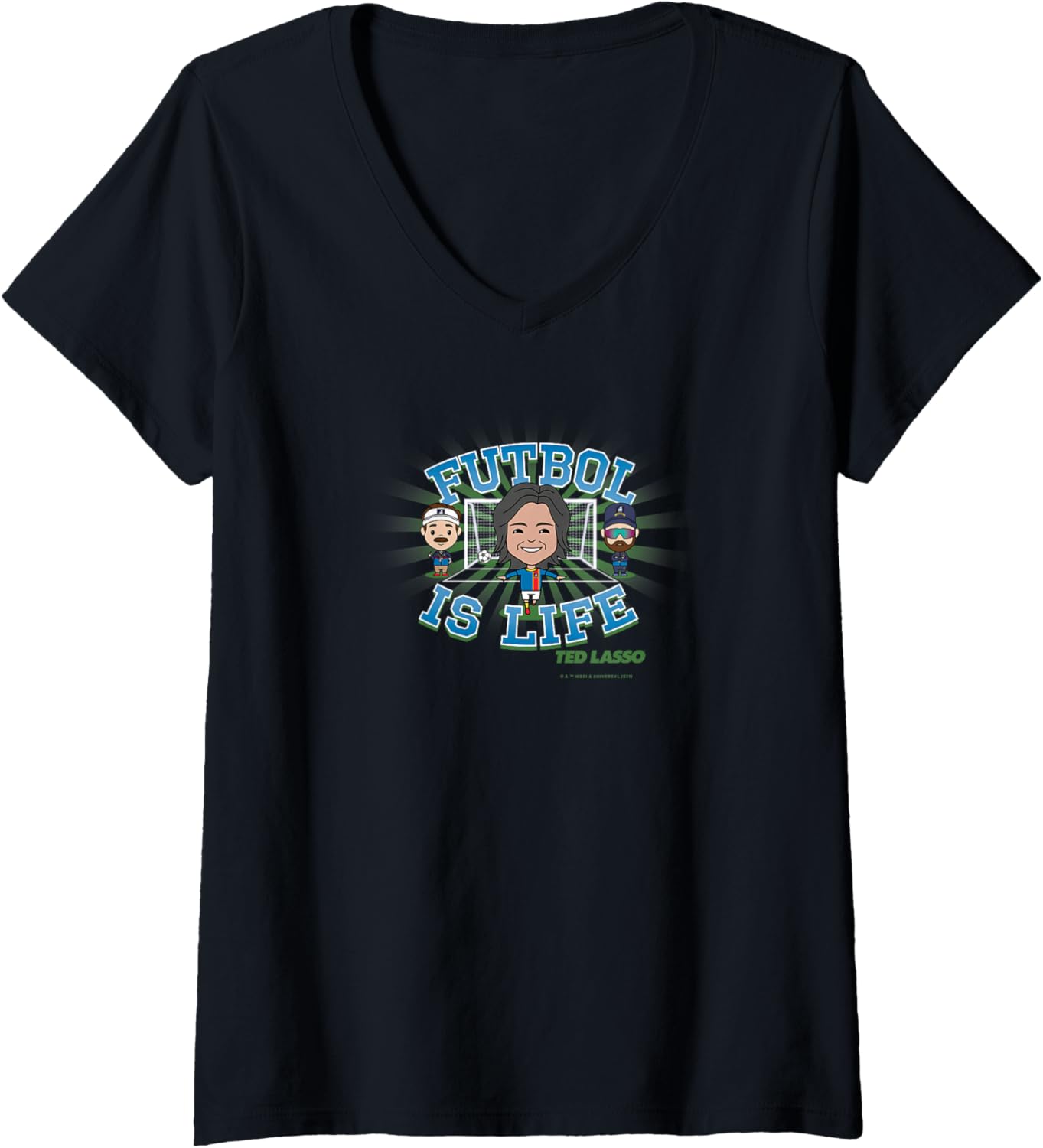 Womens Ted Lasso Dani Rojas Futbol is Life Coach Beard Chibi V-Neck