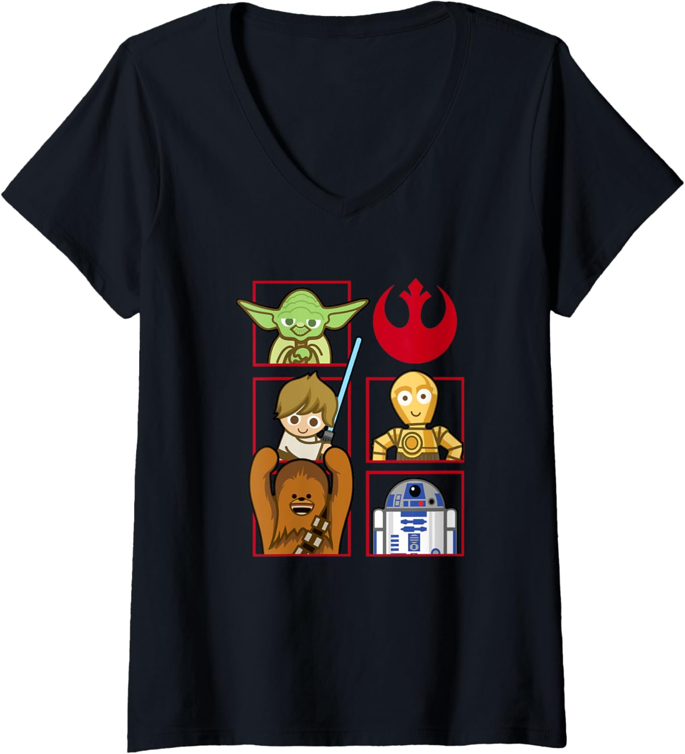 Star Wars Characters Kids Chibi Style Rebels Team Panels V-Neck