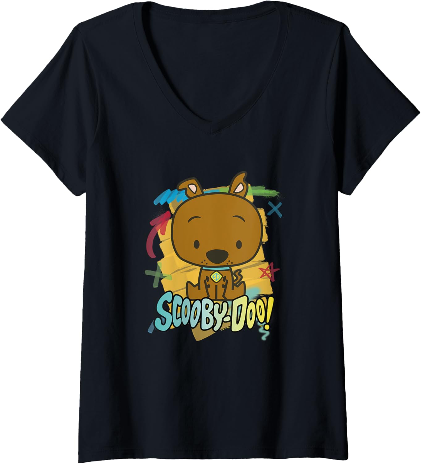 Scooby-Doo Vintage Scooby Treasure Map Adorable Chibi V-Neck