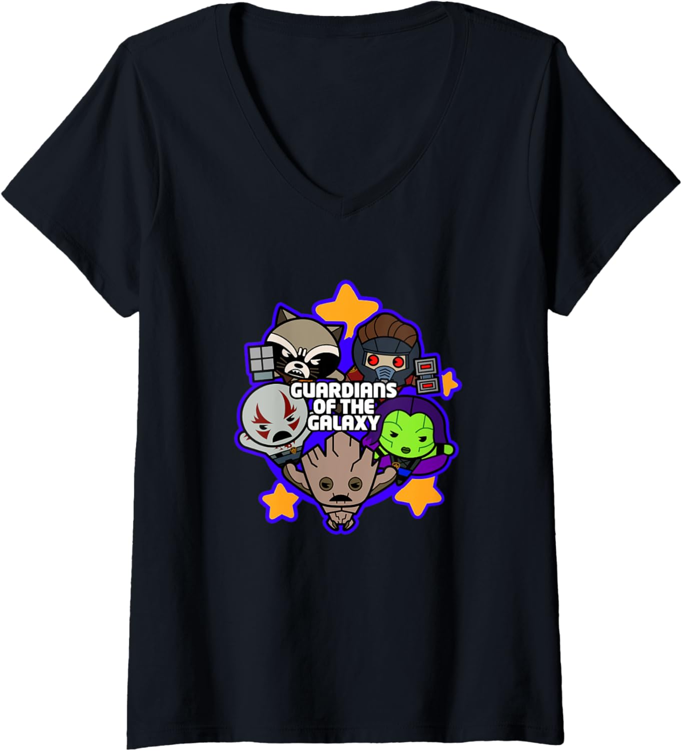 Marvel Kawaii Chibi Guardians Of The Galaxy Group Shot V-Neck