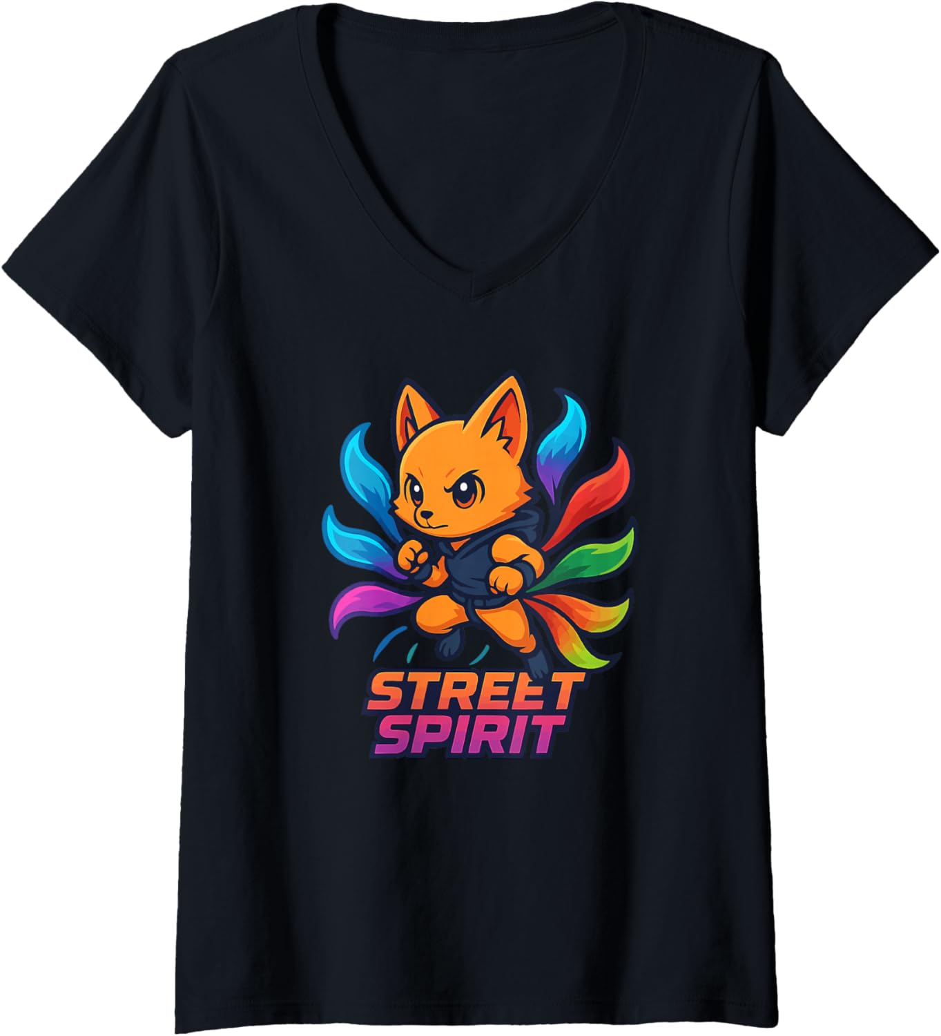 Womens Chibi Nine-Tailed Fox V-Neck