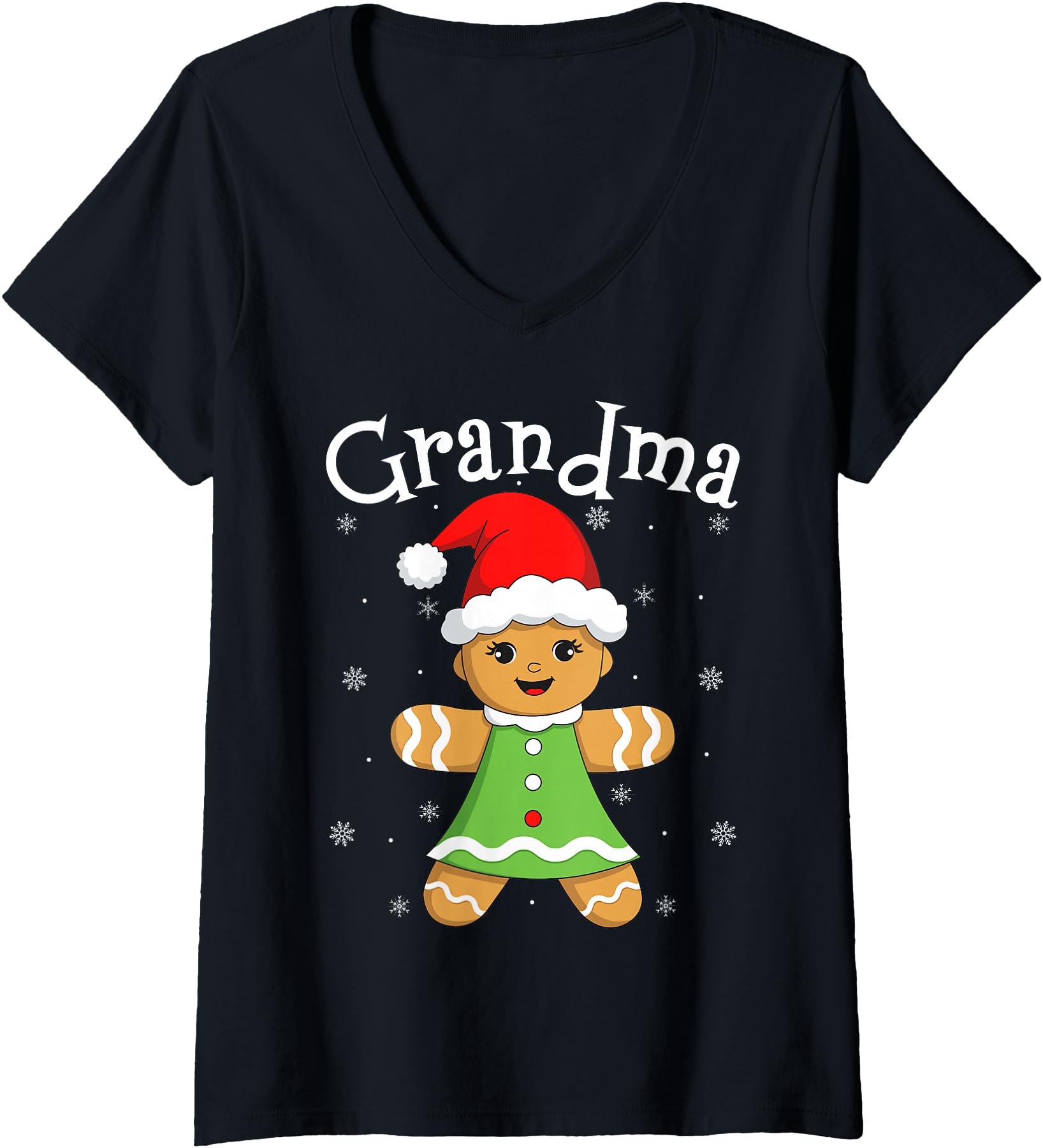Womens Gingerbread Grandma Women Matching Family Christmas Baking V-Neck
