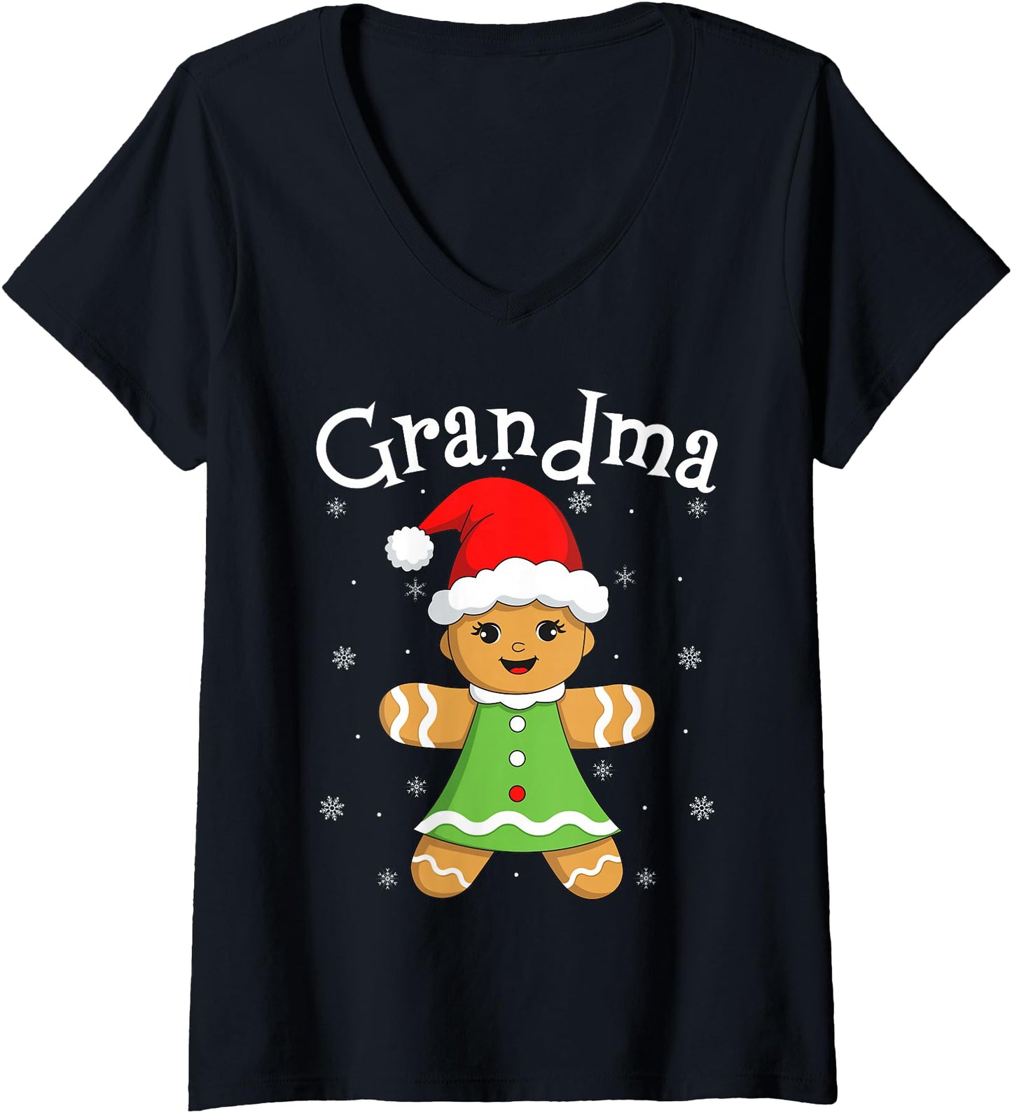 Womens Gingerbread Grandma Women Matching Family Christmas Baking V-Neck