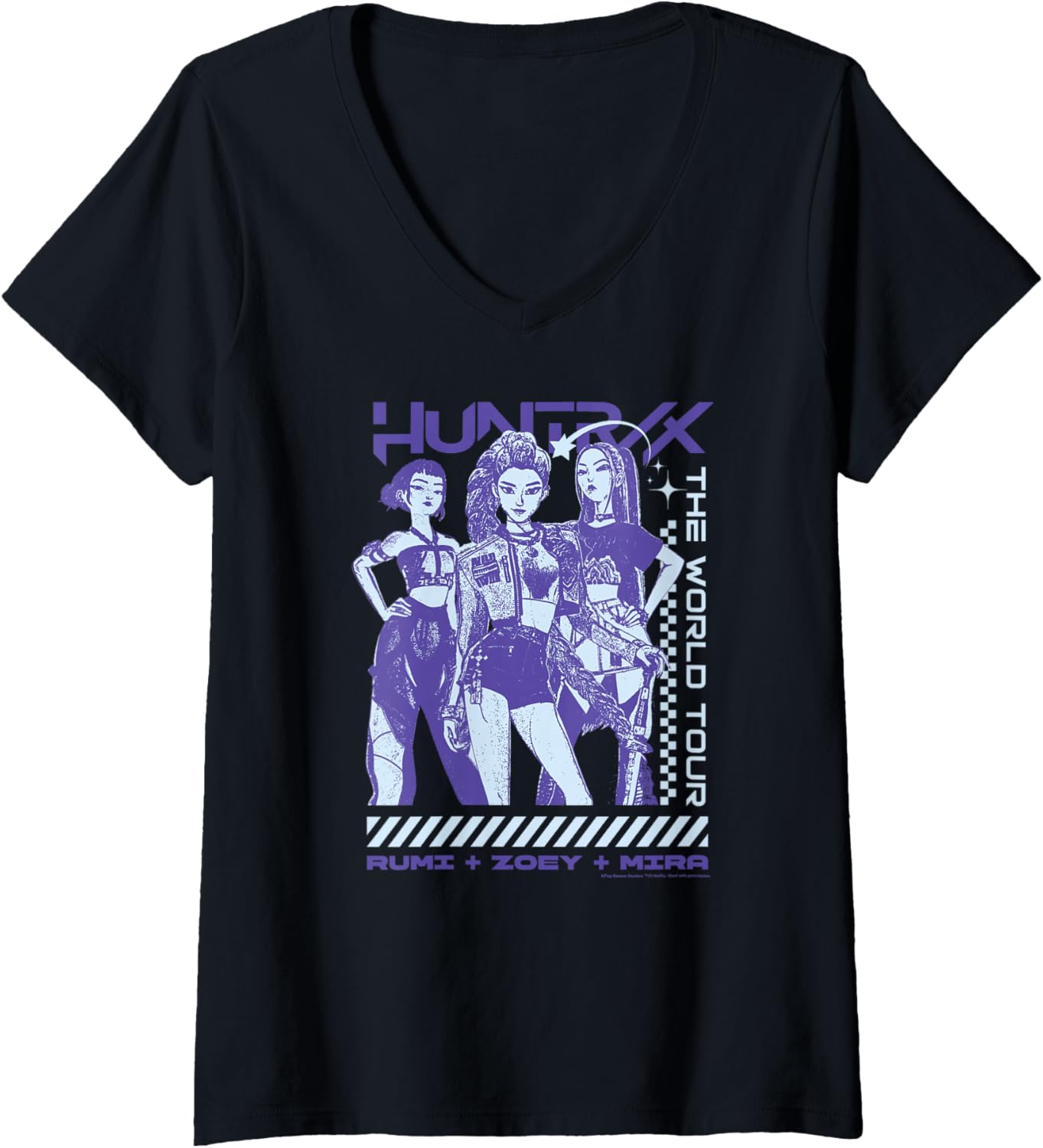Womens Kpop Demon Hunters Halloween Huntrix The World Tour V-Neck