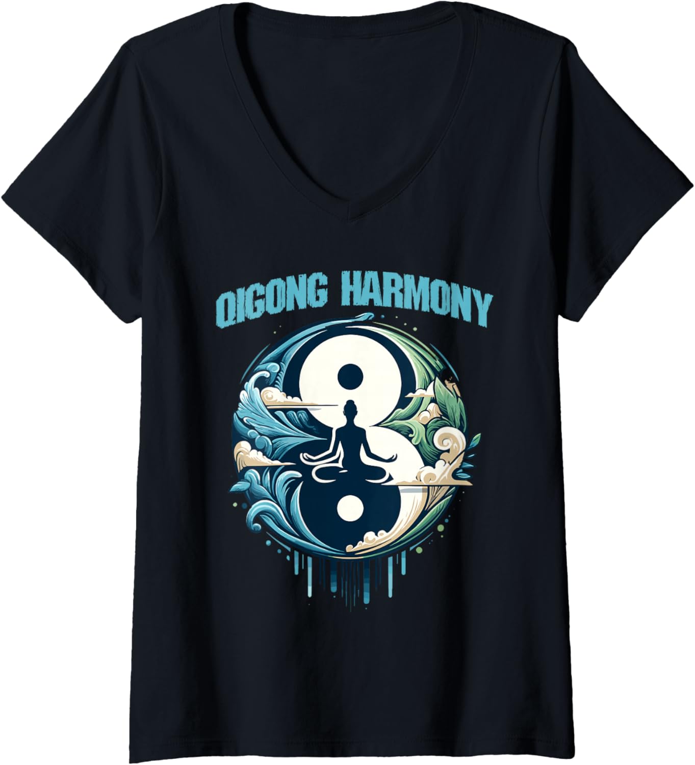 Womens Qigong Harmony Tai Chi Martial Art Meditation Martial Artist V-Neck