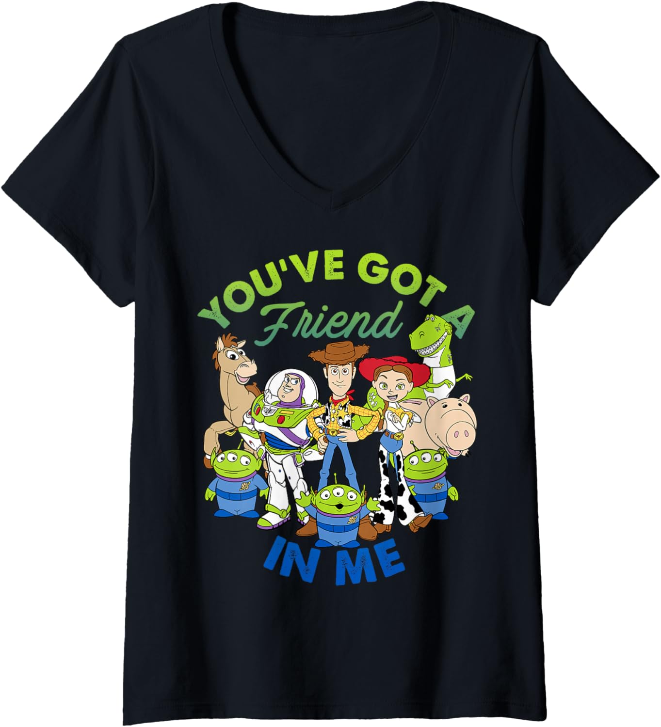 Womens Disney Pixar Toy Story Cartoon Group Shot V-Neck