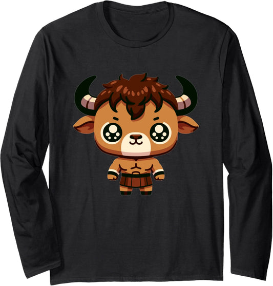 Adorable Cute Japanese Kawaii Chibi Minotaur Long Sleeve
