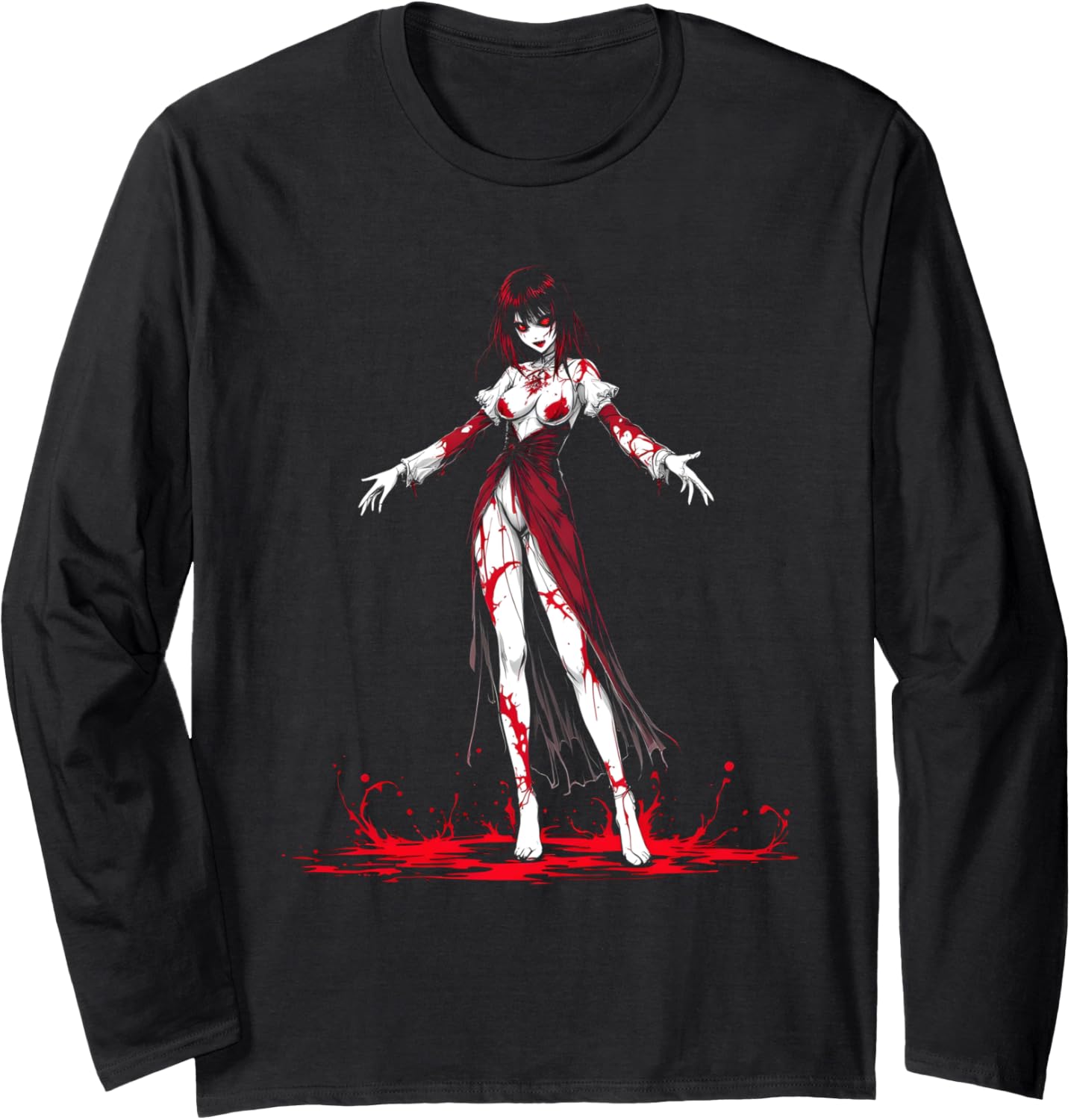 Horror Anime Manga Tee I Gothic Outfit I Japanese Chibi Girl Long Sleeve