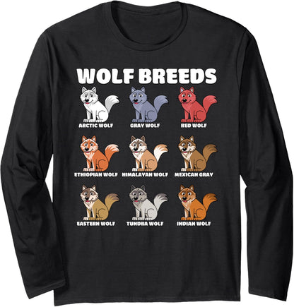 Wolf Breeds Funny Cute Chibi Wolf Lover Long Sleeve
