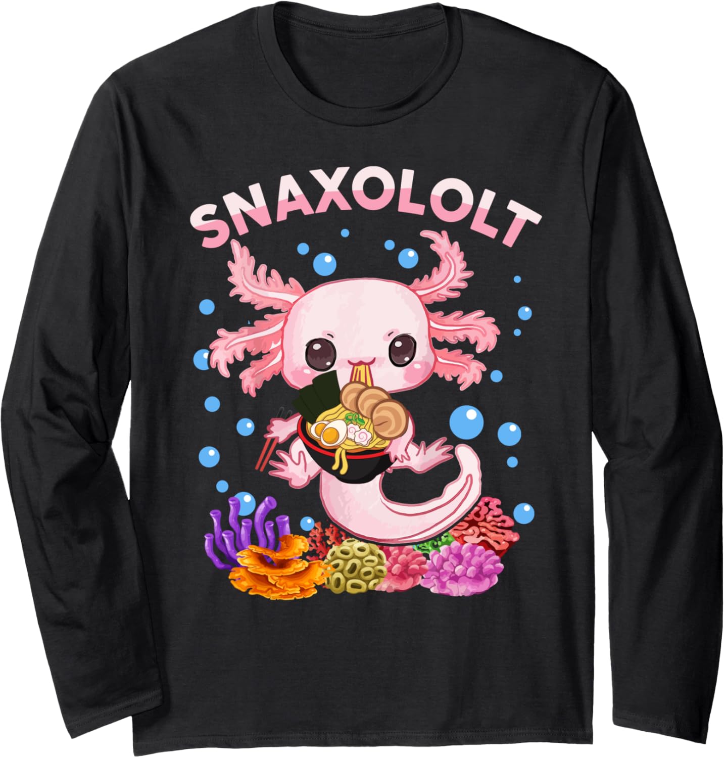 Cute Axolotl Ramen Snaxolotl Kawaii Anime Youth Girls Teen Long Sleeve