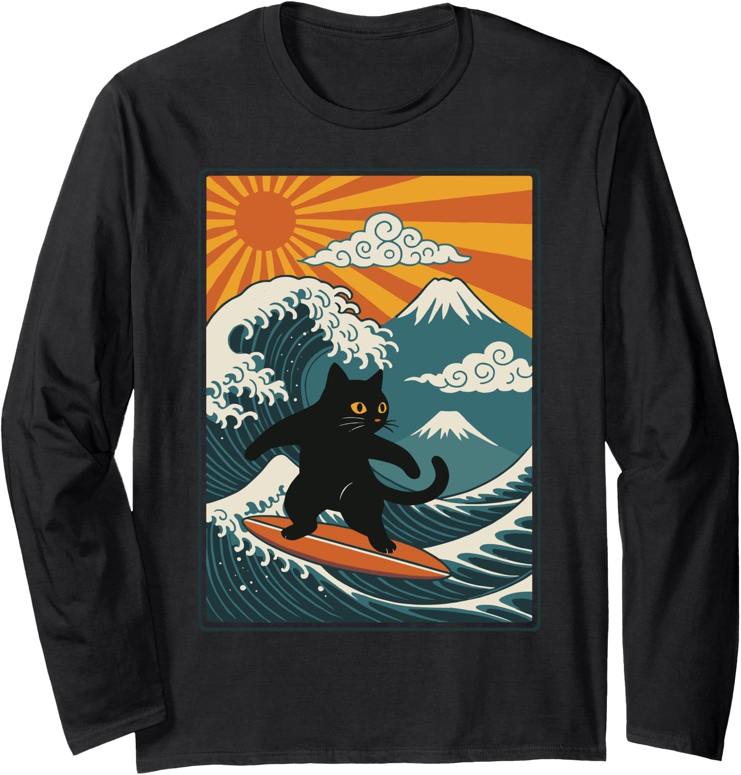 Cat Surfing Japanese Long Sleeve