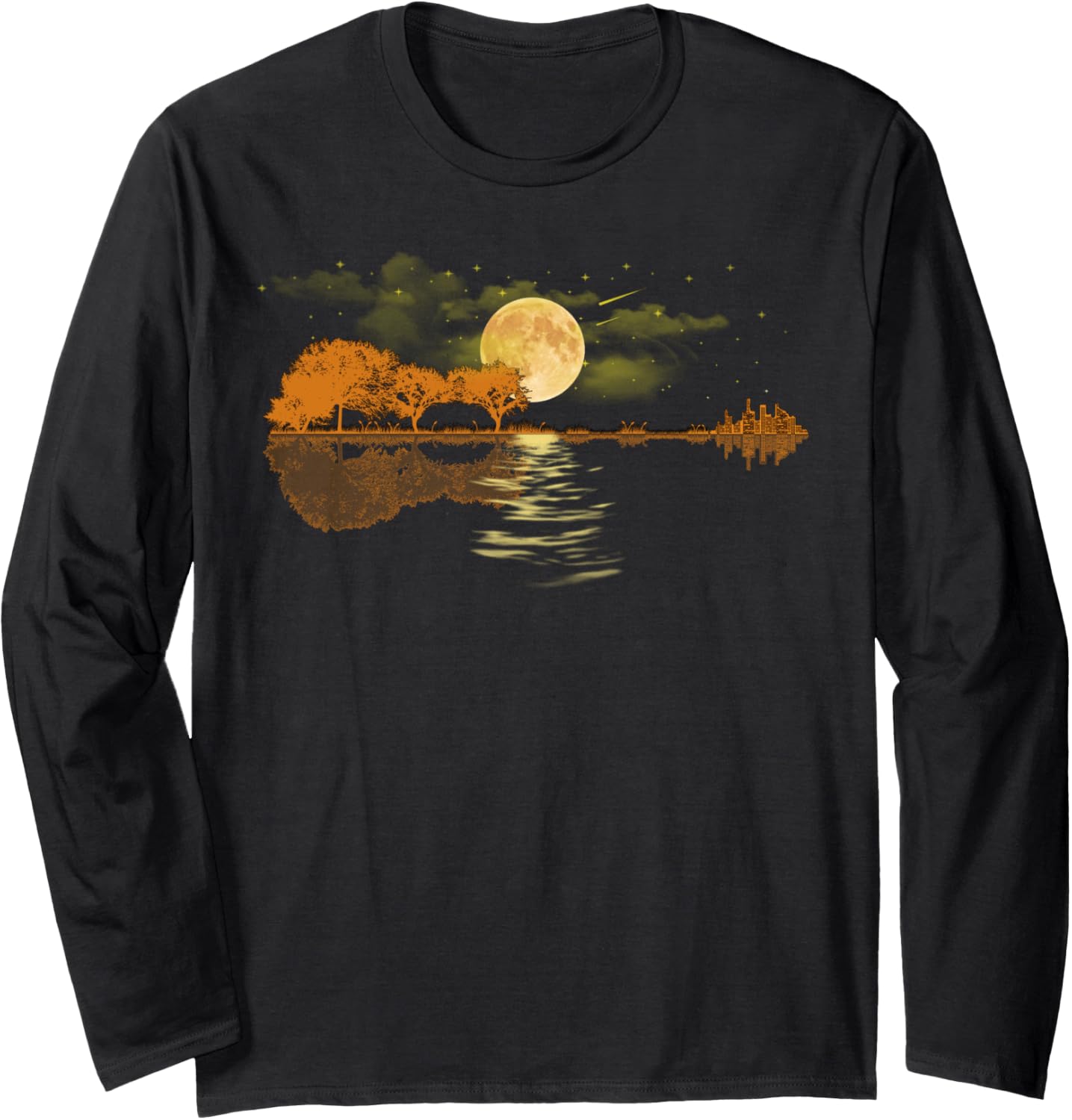 Acoustic Guitar Lake Player Nature, Birthday, Christmas Gift Long Sleeve T-Shirt