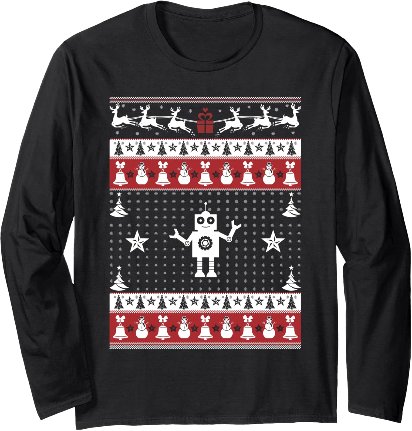 Robots Ugly Christmas Sweater Xmas Shirt - Robotics Engineer Long Sleeve