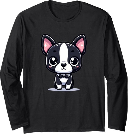Adorable Cute Japanese Kawaii Chibi Boston Terrier Long Sleeve