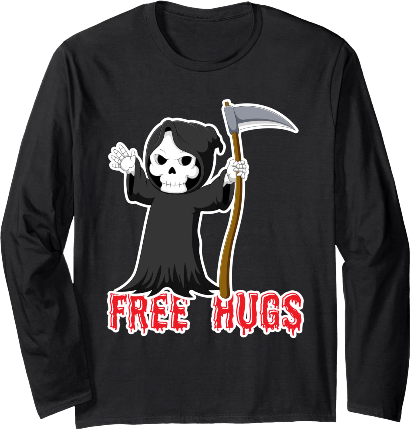 Death Grim Reaper - Kawaii Chibi Shirt Halloween Costume Long Sleeve